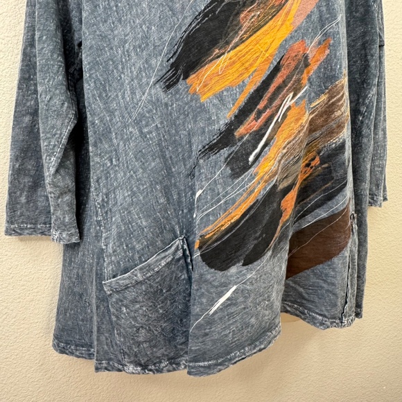 Jess & Jane Womens Opera Charcoal Mineral Wash Tunic Cotton Top Plus 1x 20 22W - Picture 5 of 13